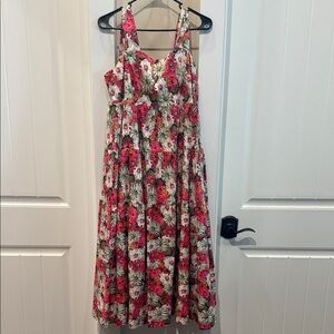 Jacqui E Floral Maxi Dress - Pink and White